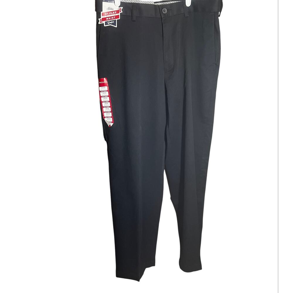 Haggar Black Men's Relaxed Fit NWT 34 X 29 Hidden 3" Flex Waist Pant